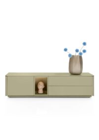 Trentino, Lowboard 180 cm. - 1-deur + 2-laden + 1-niche - mdf gelakt - Olijf - Afbeelding 2