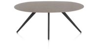 Saluti, TABLE ELLIPS 180 X 105 CM. - 4-POOTJES - ROUGH OFF BLACK - Lava
