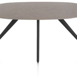 Saluti, EETKAMERTAFEL ELLIPS 180 X 105 CM. - 4-POOTJES - ROUGH OFF BLACK - Lava