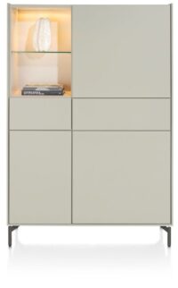 Noon, armoire 120 cm - 3-portes + 2-tiroirs (+ LED) - complet silk grey
