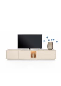 Trentino, Lowboard 240 cm. - 2-deuren + 2-laden + 1-niche - mdf gelakt - Creme - Afbeelding 2