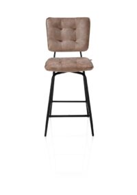 Manou, chaise de bar haut - off black - tissu Karese - Camel - Image 2