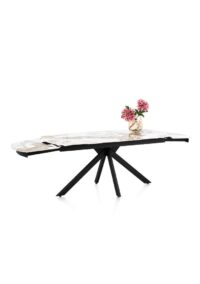 Axelle, Uitschuiftafel 180 (+2 x 40 cm) x 90 cm, keramiek, marble creme - Afbeelding 3