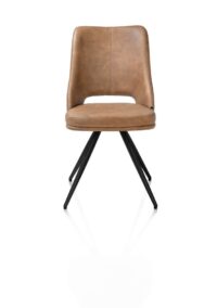 Ian, Chaise de salle à manger - rotative à 180 degrés - rough off black - knock down - pala - Cognac - Image 2