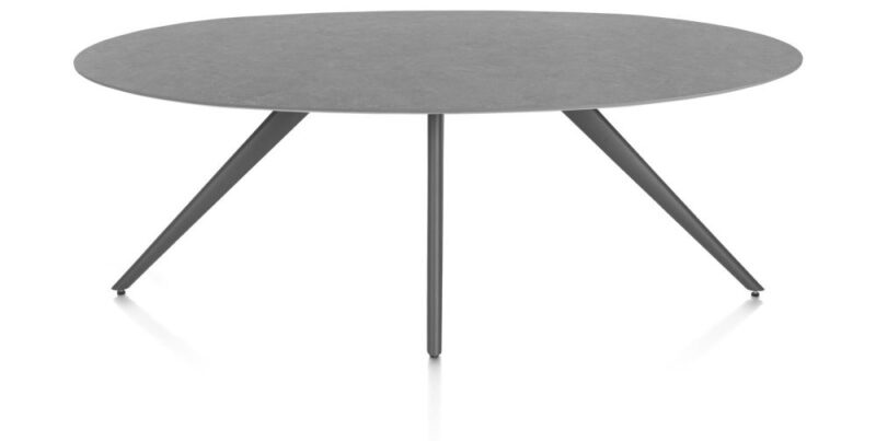 Saluti, Eetkamertafel Ellips 210 X 105 Cm. - 4-Pootjes - Graphiet - Antraciet - Afbeelding 1