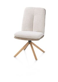 Theros, Chaise de salle à manger 4 pieds en chêne naturel - pivotante - tissu oregon/séville - beige