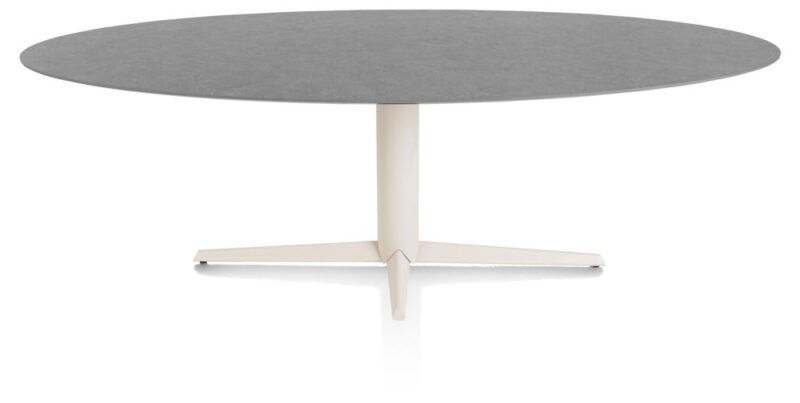 Saluti, Eetkamertafel Ellips 240 X 110 Cm. - Centrale Poot - Crème - Antraciet - Afbeelding 1