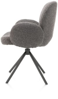 Jaxon, chaise a accoudoirs - pietement graphite - pivotante - tissu Brioni - foie - Image 3