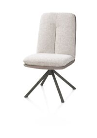 Theros, Chaise de salle à manger 4 pieds structure en graphite - pivotante - tissu oregon/séville - Caillou