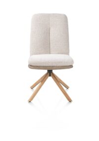 Theros, Chaise de salle à manger 4 pieds en chêne naturel - pivotante - tissu oregon/séville - beige - Image 2