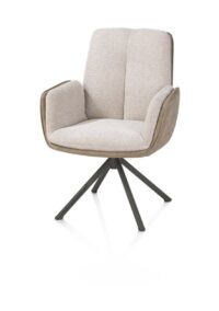 Theros, Armstoel 4-poots graphiet frame - draaibaar - stof oregon/sevilla - beige