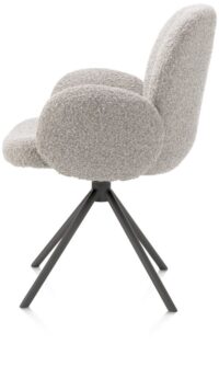 Jaxon, chaise a accoudoirs - pietement graphite - pivotante - tissu Brioni - Caillou - Image 3