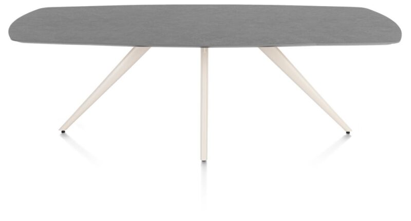 Saluti, Eetkamertafel Ovaal 240 X 110 Cm. - 4-Pootjes - Crème - Antraciet - Afbeelding 1