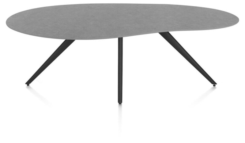 Saluti, Eetkamertafel Organisch 210 X 120 Cm. - 4-Pootjes - Rough Off Black - Antraciet - Afbeelding 1