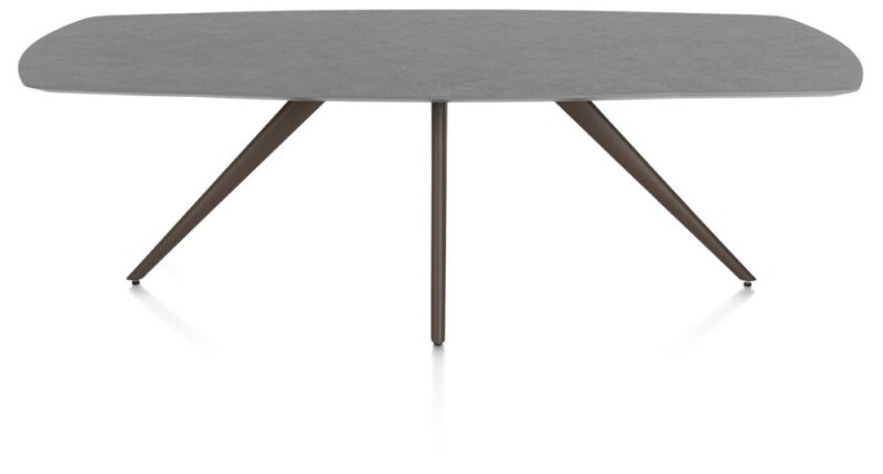 Saluti, Eetkamertafel Ovaal 240 X 110 Cm. - 4-Pootjes - Steelbrown - Antraciet - Afbeelding 1