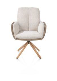 Theros, Fauteuil 4 pieds chêne naturel avec système relax - pivotant - tissu oregon/séville - beige - Image 2