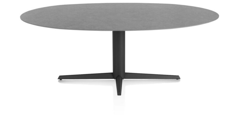Saluti, Eetkamertafel Ellips 210 X 105 Cm. - Centrale Poot - Rough Off Black - Antraciet - Afbeelding 1