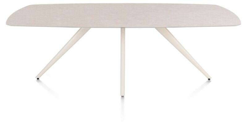 Saluti, Eetkamertafel Ovaal 240 X 110 Cm. - 4-Pootjes - Crème - Light Sand - Afbeelding 1