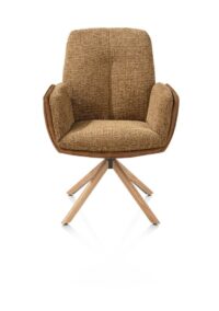 Theros, Fauteuil 4 pieds chêne naturel avec système relax - pivotant - tissu oregon/séville - Desert - Image 2