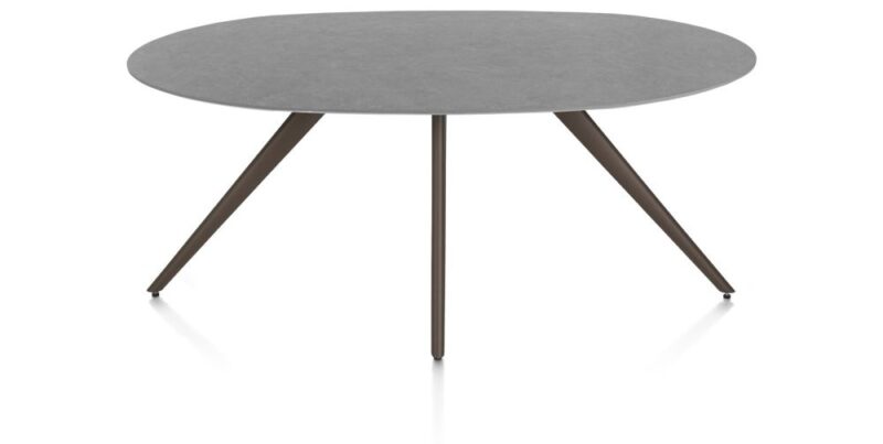 Saluti, Eetkamertafel Ellips 180 X 105 Cm. - 4-Pootjes - Steelbrown - Antraciet - Afbeelding 1