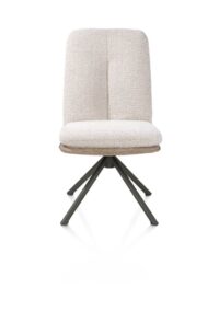 Theros, Chaise de salle à manger 4 pieds structure en graphite - pivotante - tissu oregon/séville - beige - Image 2