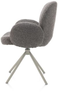 Jaxon, chaise a accoudoirs - pietement Silk Grey - pivotante - tissu Brioni - foie - Image 3