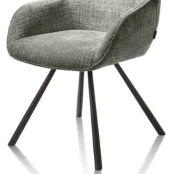 Clint, armstoel draaibaar - 4 poots - stof Wave - Olijf