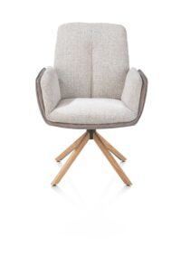 Theros, Fauteuil 4 pieds chêne naturel - pivotant - tissu oregon/séville - Caillou - Image 2