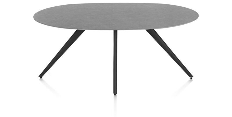 Saluti, Eetkamertafel Ellips 180 X 105 Cm. - 4-Pootjes - Rough Off Black - Antraciet - Afbeelding 1