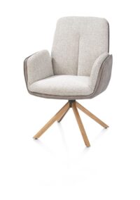 Theros, Fauteuil 4 pieds chêne naturel avec système relax - pivotant - tissu oregon/séville - Caillou