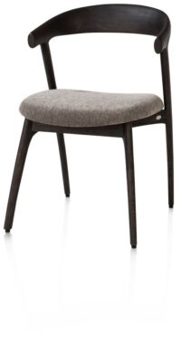 Bellami, eetkamerstoel - eiken basalt - stof Livigno - bruin