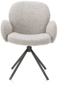 Jaxon, chaise a accoudoirs - pietement graphite - pivotante - tissu Brioni - Caillou