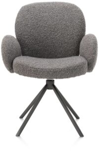 Jaxon, chaise a accoudoirs - pietement graphite - pivotante - tissu Brioni - foie