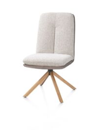 Theros, Chaise de salle à manger 4 pieds en chêne naturel - pivotante - tissu oregon/séville - Caillou