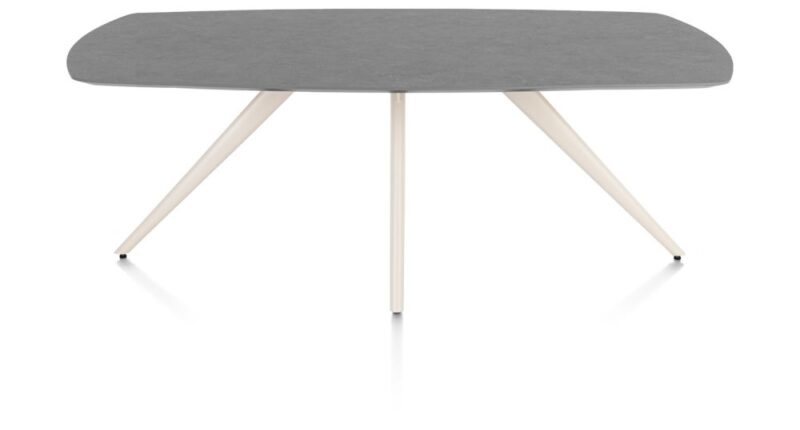 Saluti, Eetkamertafel Ovaal 210 X 105 Cm. - 4-Pootjes - Crème - Antraciet - Afbeelding 1