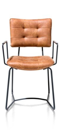 Julien, armstoel - zwart frame - Corsica - cognac - Afbeelding 3