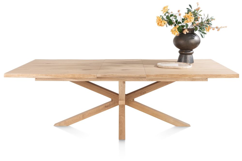 Nyborg, uitschuiftafel 190 (+ 50) x 100 cm - rand boomvorm - centrale poot hout