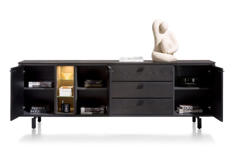 Livada, Dressoir 240 Cm - 3-Deuren + 3-Laden + 3-Niches - Onyx - Afbeelding 3