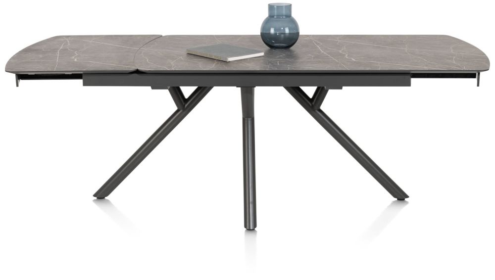 Novello, uitschuiftafel 170 (+ 60) x 100 cm - Primo Laminato marble - Lichtgrijs