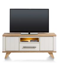 Jardin, lowboard 140 cm - 1-lade + 1-niche + 2-kleppen (+ LED) - wit