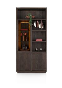Gijon, armoire 100 cm - 1-porte de verre + 2-portes + 4-niches (+ LED)