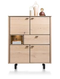 Livada, highboard 115 cm - 4-deuren + 1-lade + 1-niche - Natural