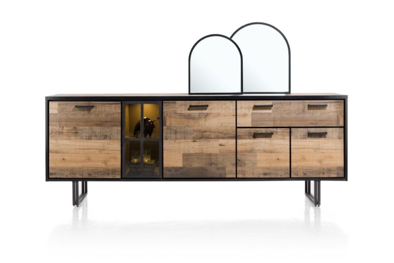 Avalon, Dressoir 230 Cm - 4-Deuren + 1-Lade + 1-Glasdeur (+ Led) - Driftwood - Afbeelding 1