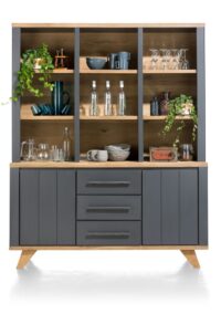 Jardin, buffet 160 cm - 2-deuren + 3-laden + 9-niches - Antraciet