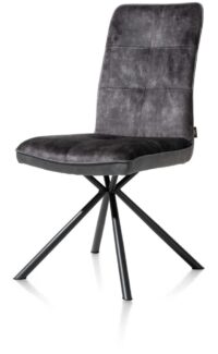 Milva, eetkamerstoel - zwart frame 4-poots + greep - combi Pala/Karese - Antraciet