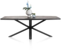 Metaluxe, eetkamertafel ovaal 210 x 110 cm met centrale kruispoot - fineer als fish bone - Antraciet