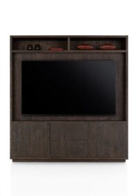 Gijon, meuble tv + partie haute 200 cm - 2-portes + 2-tiroirs + 2-niches + plinthe