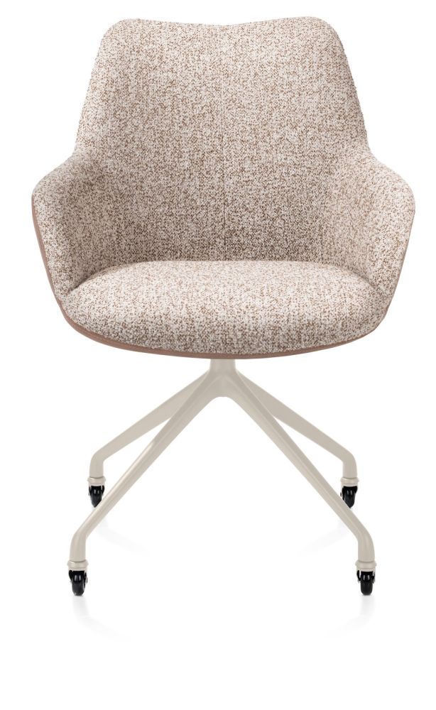 Mats, armstoel aluminium frame wielen creme - combi Pala cognac + Luton koper