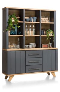 Jardin, buffet 160 cm - 2-deuren + 3-laden + 9-niches - Antraciet - Afbeelding 3