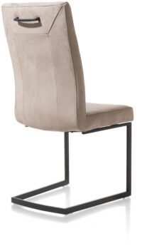 Malene, chaise - metal noir - pieds traineau rectangle avec poignee rectangle - tissu Nubucco - foie - Image 4